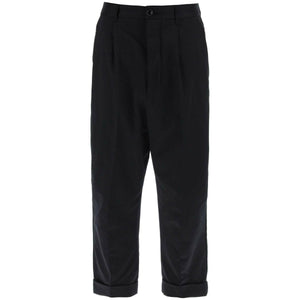 Black Cotton Carrot-Fit Trousers AMI ALEXANDRE MATTIUSSI JOHN JULIA.