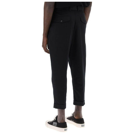 Black Cotton Carrot-Fit Trousers AMI ALEXANDRE MATTIUSSI JOHN JULIA.