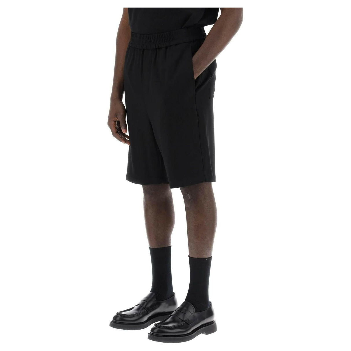 Black Wool-Blend Shorts AMI ALEXANDRE MATTIUSSI JOHN JULIA.