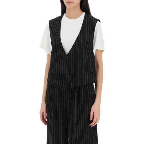 Pinstriped Virgin Wool Waistcoat AMI ALEXANDRE MATTIUSSI JOHN JULIA.