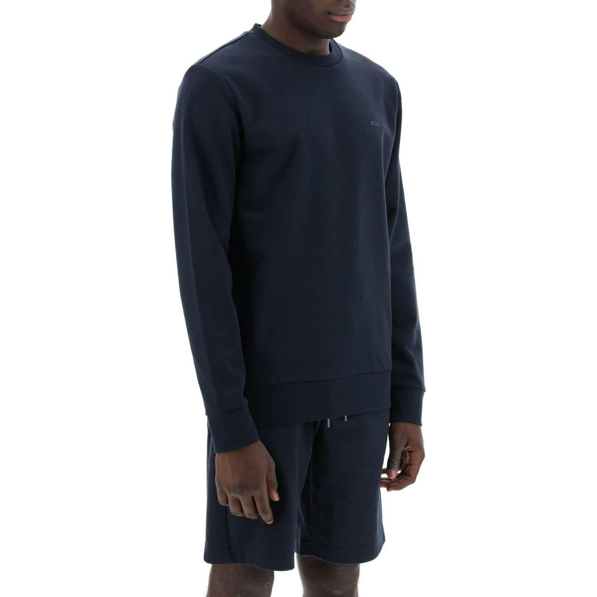 ark Blue French Terry Crewneck Sweatshirt BOSS JOHN JULIA.