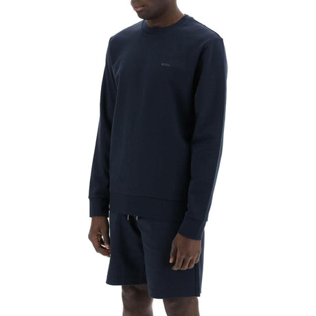 ark Blue French Terry Crewneck Sweatshirt BOSS JOHN JULIA.