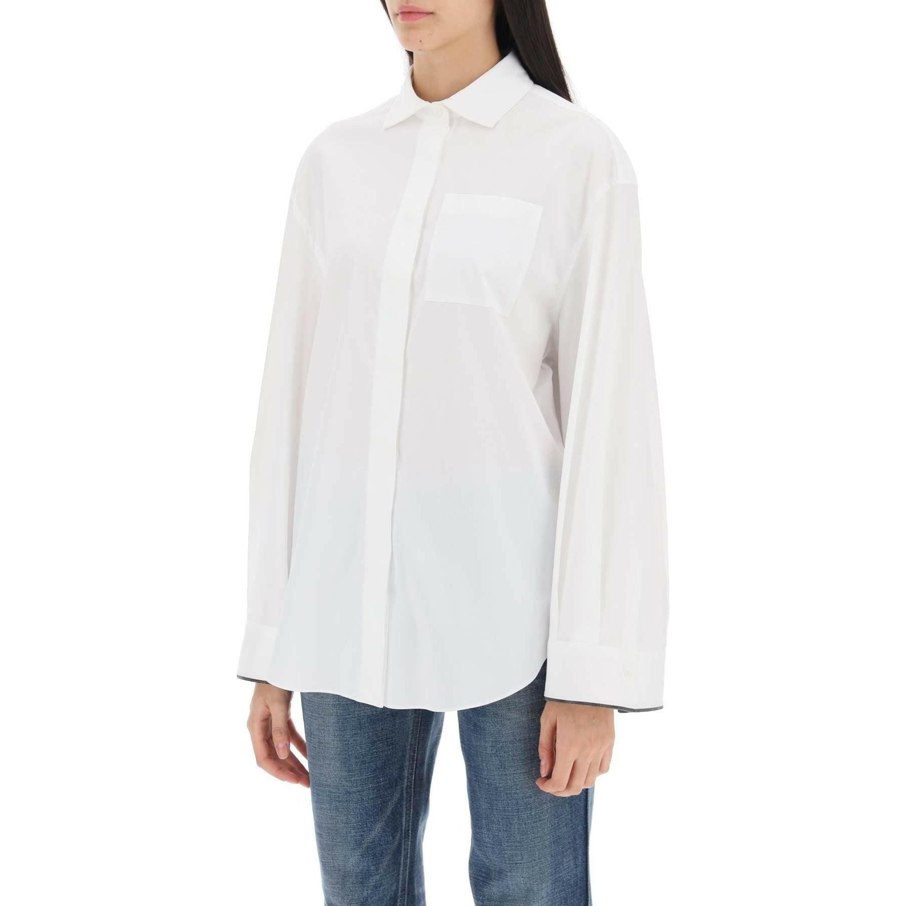 Wide Sleeve Shirt With Shiny Cuff Details BRUNELLO CUCINELLI JOHN JULIA.