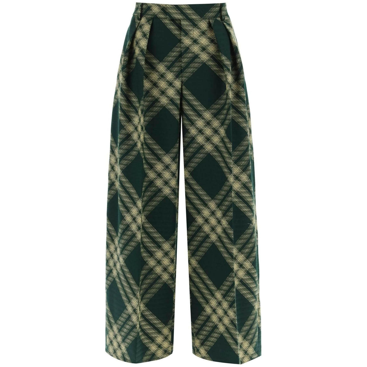 Check Wide-Leg Wool Trousers BURBERRY JOHN JULIA.