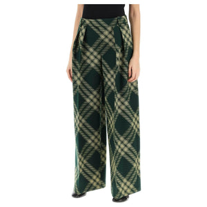 Check Wide-Leg Wool Trousers BURBERRY JOHN JULIA.