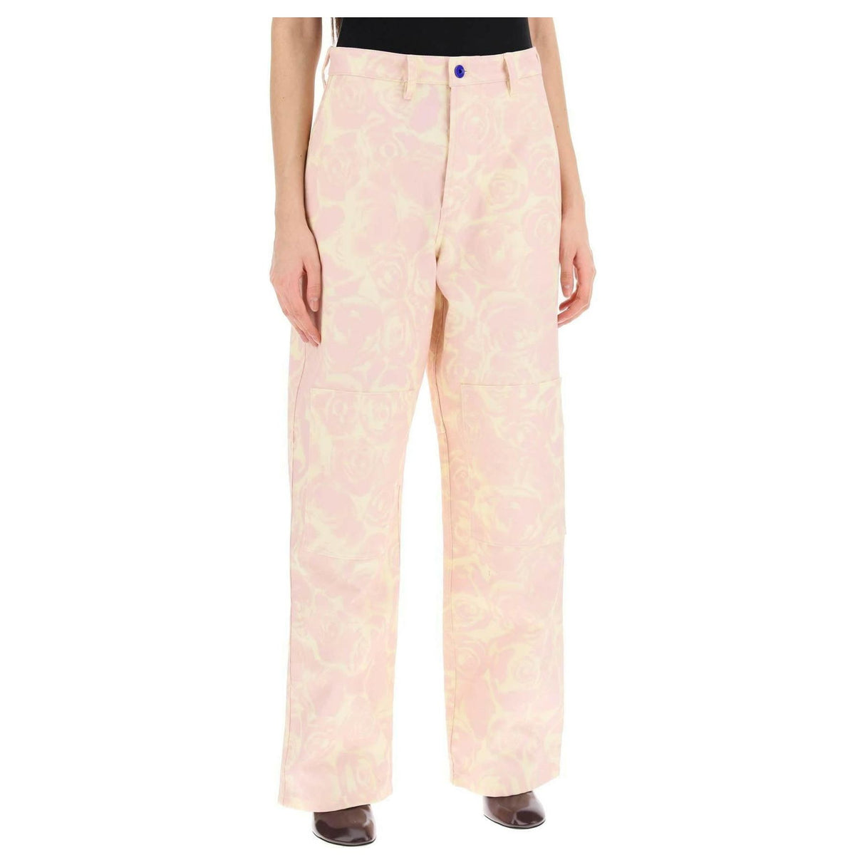 Floral Cotton Workwear Style Pants BURBERRY JOHN JULIA.