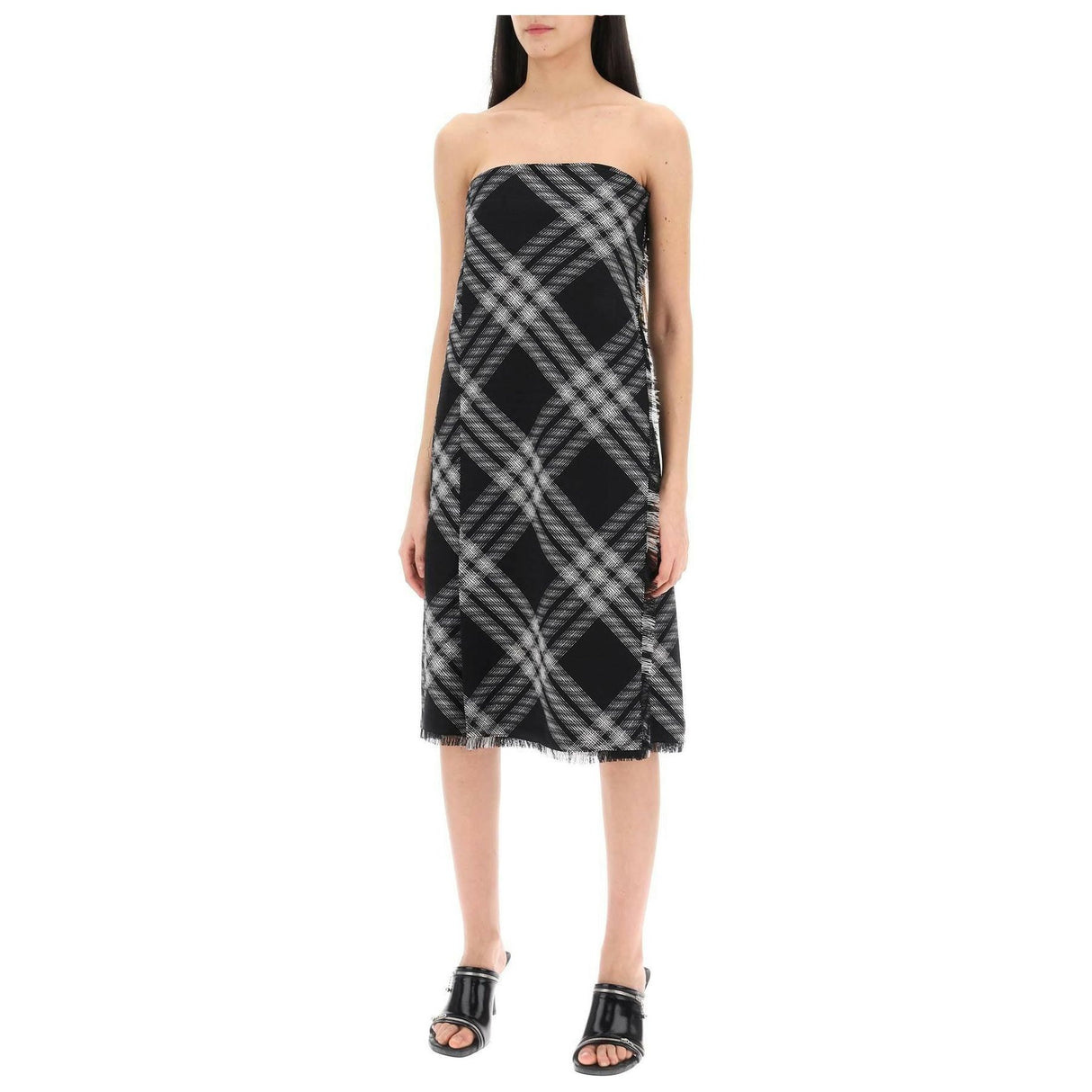 Monochrome Check Wool Kilt Dress BURBERRY JOHN JULIA.