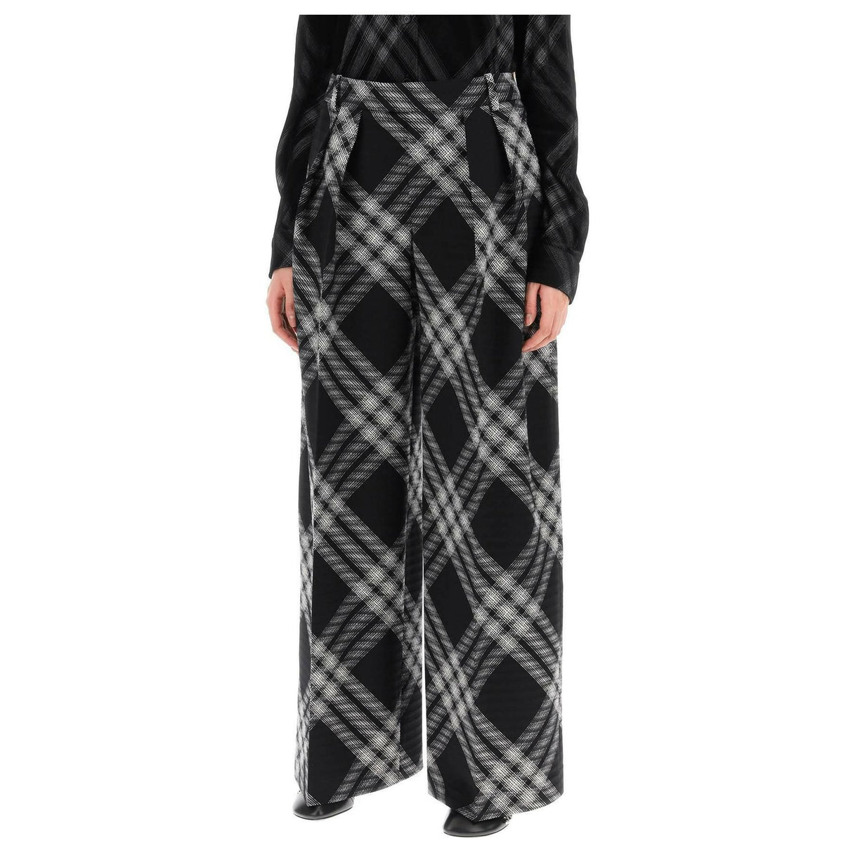 Pleated Check Wool Trousers BURBERRY JOHN JULIA.