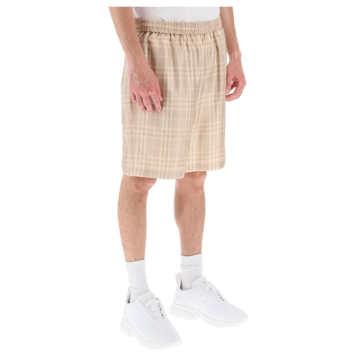 Tartan Silk Shorts BURBERRY JOHN JULIA.