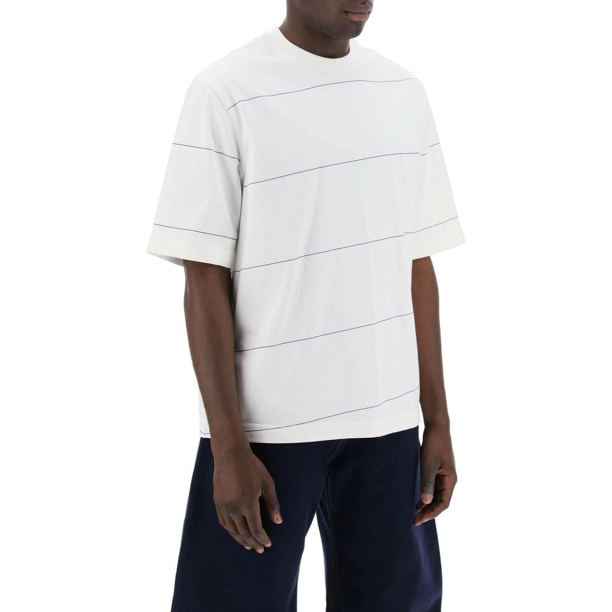 White Striped EKD Embroidery Cototn T-Shirt BURBERRY JOHN JULIA.