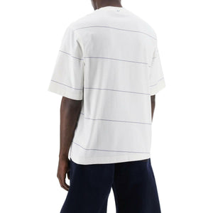 White Striped EKD Embroidery Cototn T-Shirt BURBERRY JOHN JULIA.