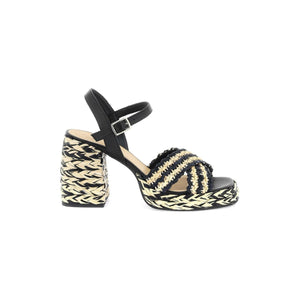 Black Fulvia Raffia Criss-Cross Sandals CASTAÑER JOHN JULIA.