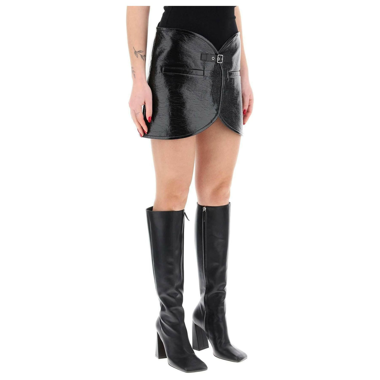 Black Ellipse Coated Mini Skirt COURREGES JOHN JULIA.