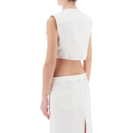 Heritage White Multiflex Stretch-Denim Cropped Sleeveless Shirt COURREGES JOHN JULIA.