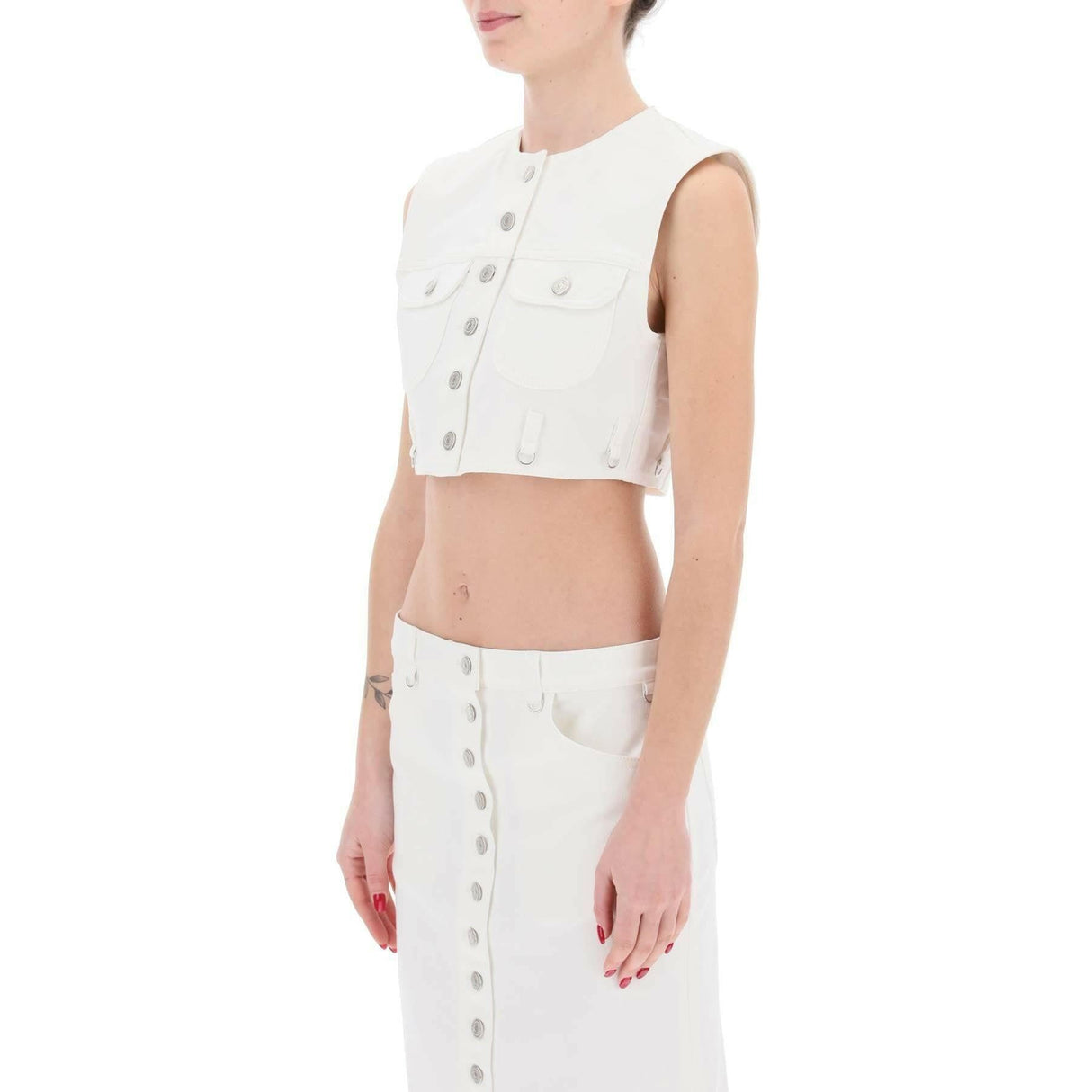 Heritage White Multiflex Stretch-Denim Cropped Sleeveless Shirt COURREGES JOHN JULIA.