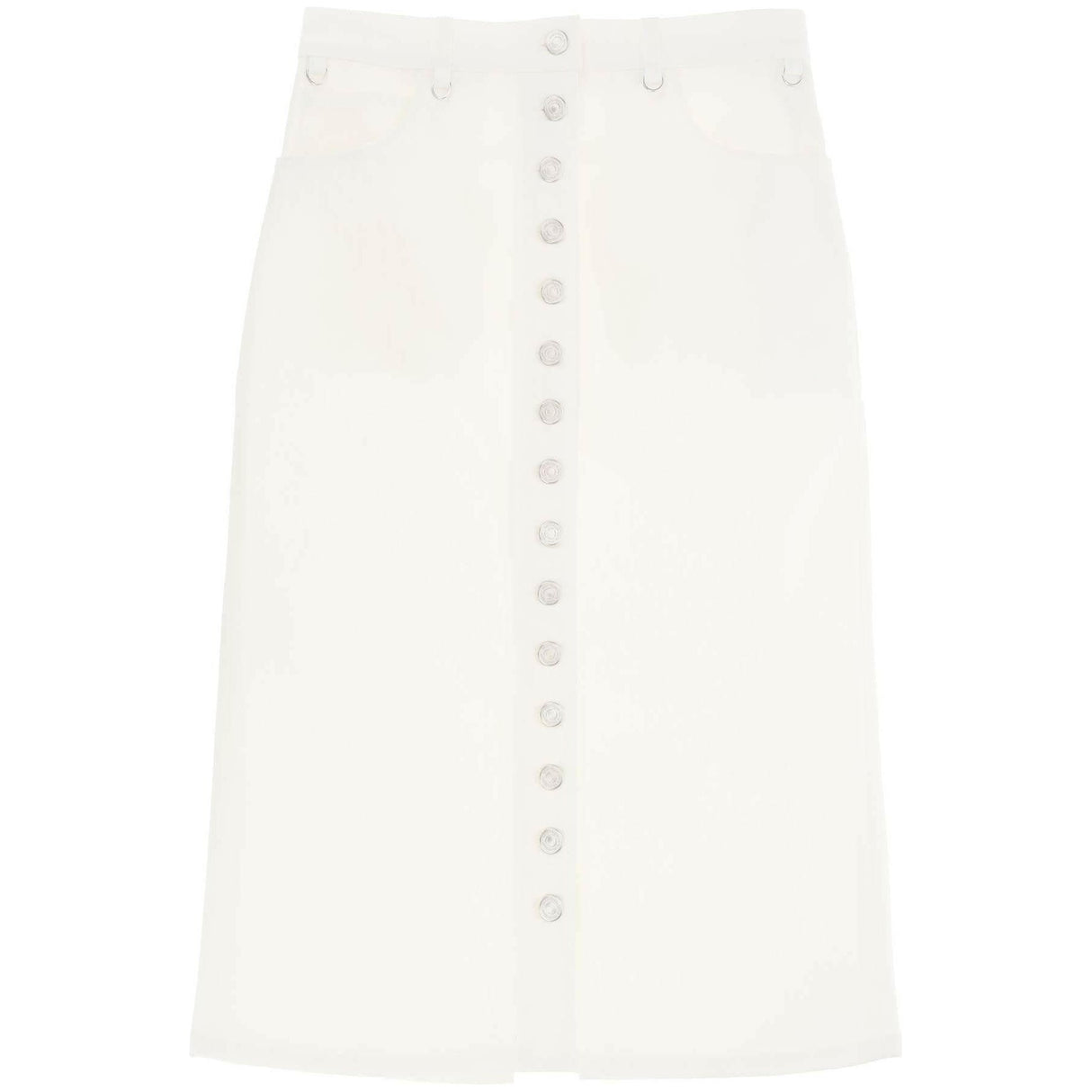 Heritage White Multiflex Stretch-Denim Midi Skirt COURREGES JOHN JULIA.