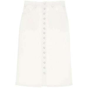 Heritage White Multiflex Stretch-Denim Midi Skirt COURREGES JOHN JULIA.