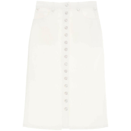 Heritage White Multiflex Stretch-Denim Midi Skirt COURREGES JOHN JULIA.