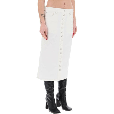 Heritage White Multiflex Stretch-Denim Midi Skirt COURREGES JOHN JULIA.