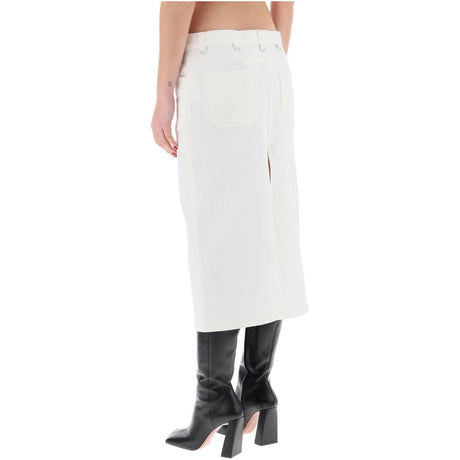 Heritage White Multiflex Stretch-Denim Midi Skirt COURREGES JOHN JULIA.