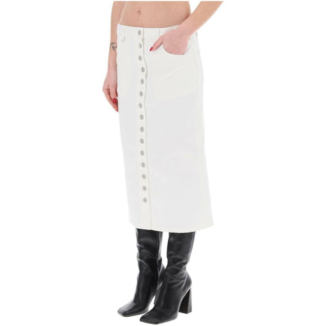 Heritage White Multiflex Stretch-Denim Midi Skirt COURREGES JOHN JULIA.