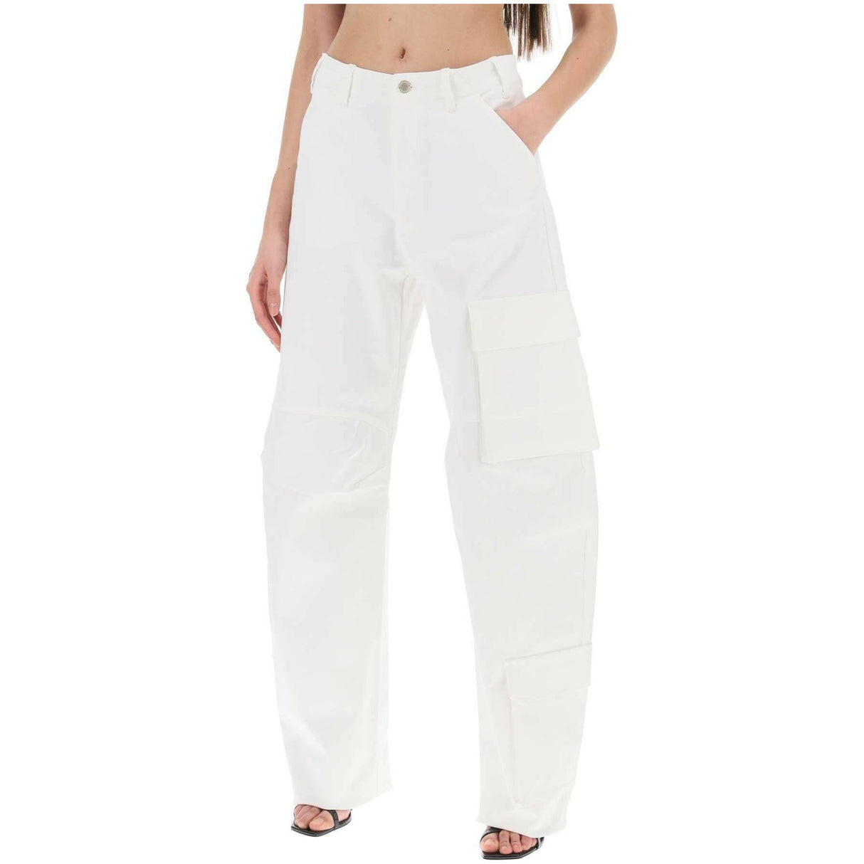 White Cotton Drill Cargo Pants DARKPARK JOHN JULIA.