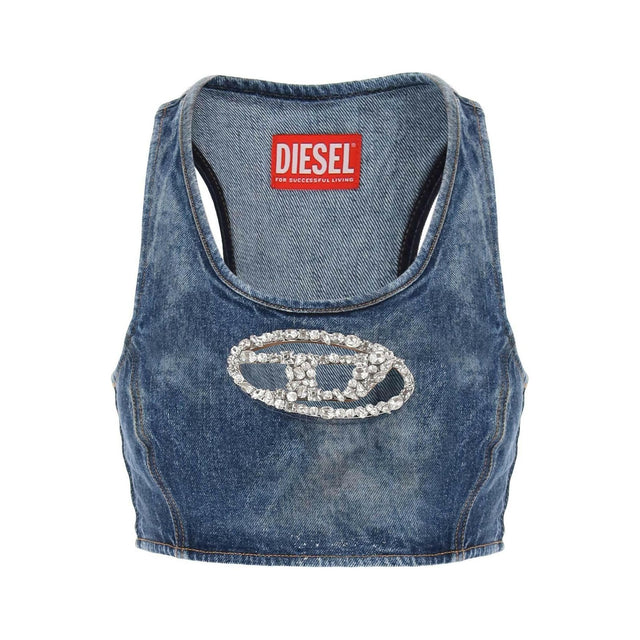 Denim Crop Top With Jewel Buckle DIESEL JOHN JULIA.