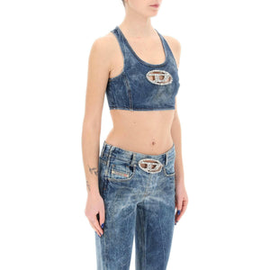 Denim Crop Top With Jewel Buckle DIESEL JOHN JULIA.