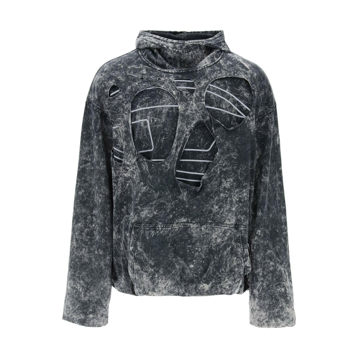 Destroyed Double-Layered Marble Cotton Hoodie DIESEL JOHN JULIA.