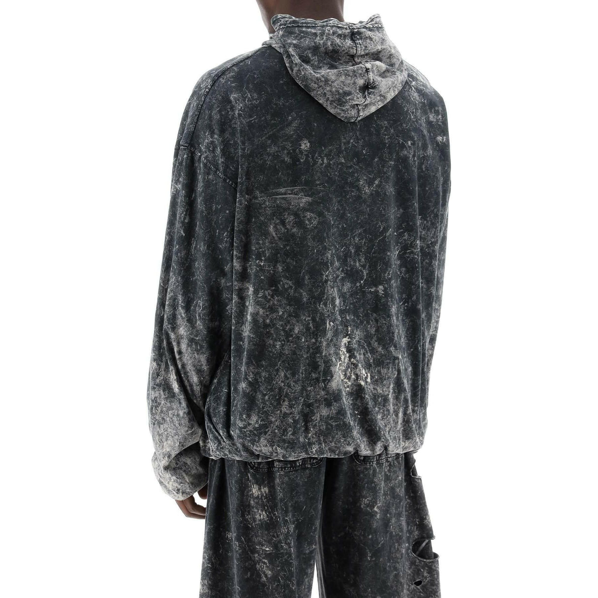 Destroyed Double-Layered Marble Cotton Hoodie DIESEL JOHN JULIA.