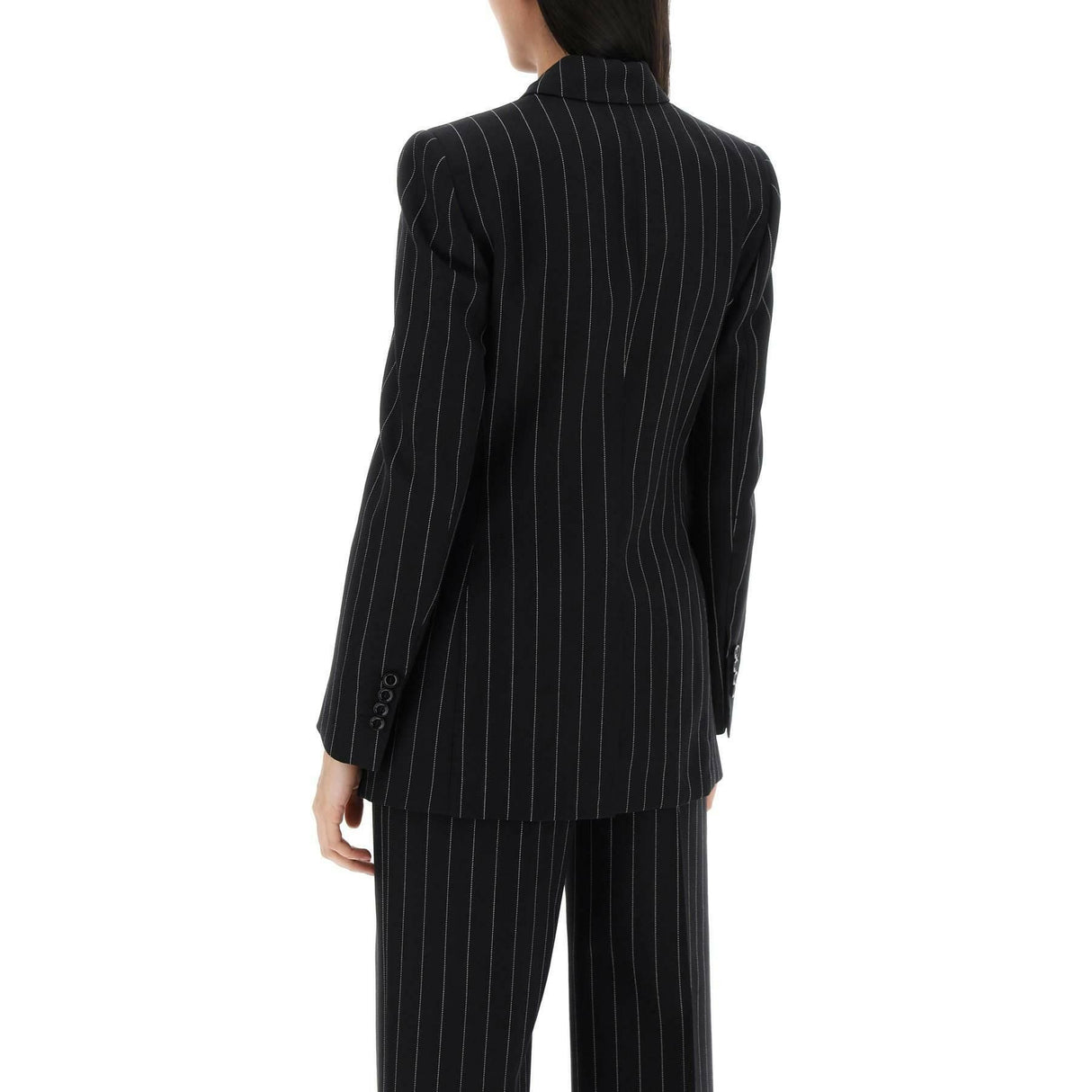 Black 'Turlington' Pinstripe Double-Breasted Jacket DOLCE & GABBANA JOHN JULIA.