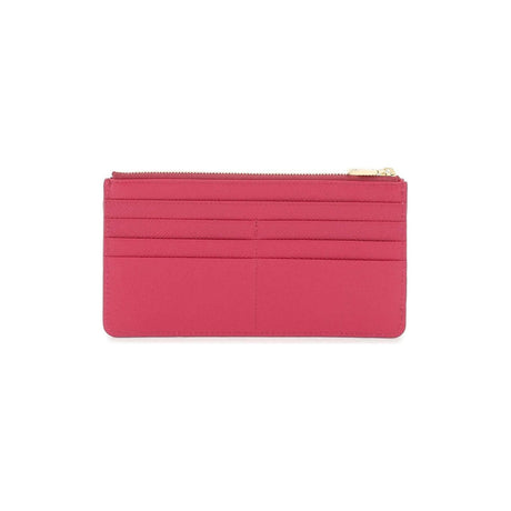 Bright Pink Dauphine Leather Zippered Cardholder Pouch DOLCE & GABBANA JOHN JULIA.