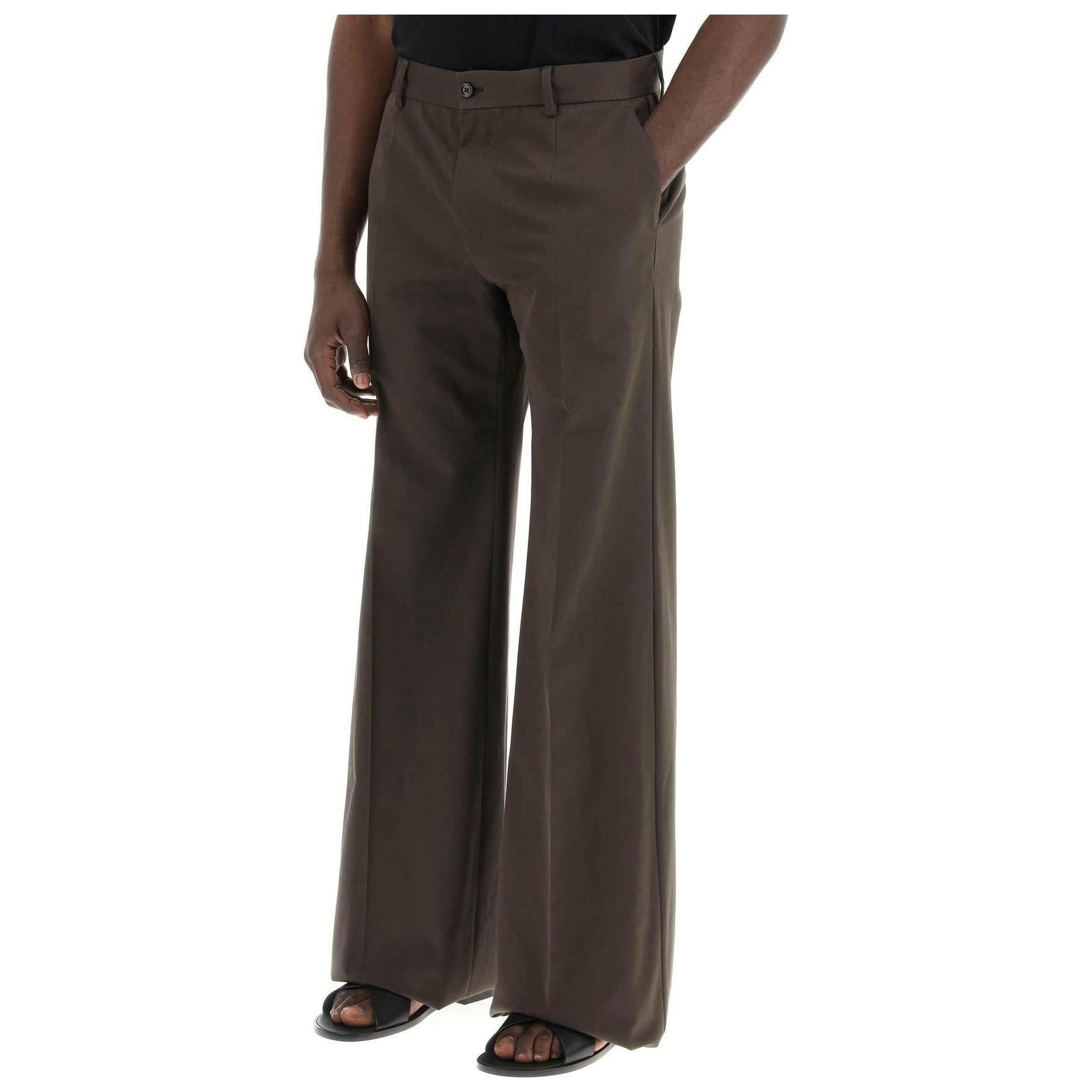 Brown Tailored Cotton Trousers DOLCE & GABBANA JOHN JULIA.