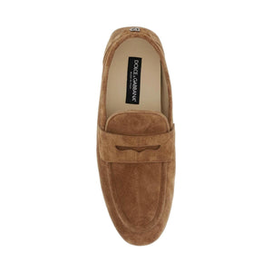 Hazelnut Brown Calf Suede Loafers DOLCE & GABBANA JOHN JULIA.