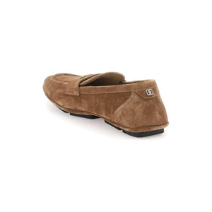 Hazelnut Brown Calf Suede Loafers DOLCE & GABBANA JOHN JULIA.