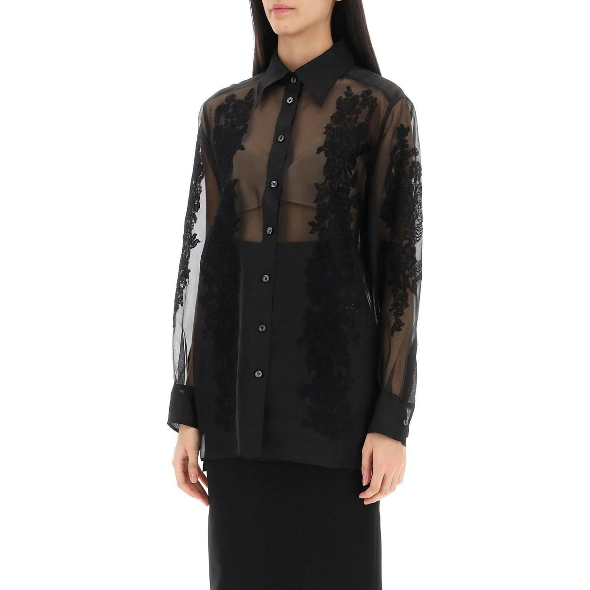 Organza Shirt With Lace Inserts DOLCE & GABBANA JOHN JULIA.