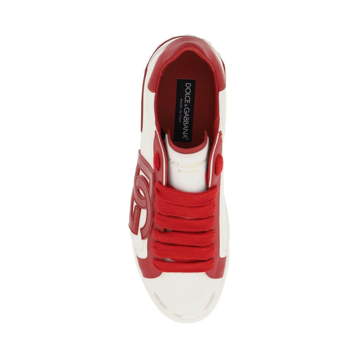 Red and White Vintage Portofino Nappa Leather Sneakers DOLCE & GABBANA JOHN JULIA.