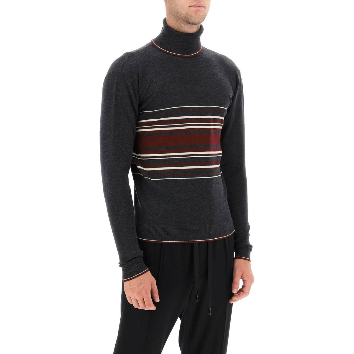 Dolce & Gabbana Striped Wool Turtleneck Sweater - JOHN JULIA