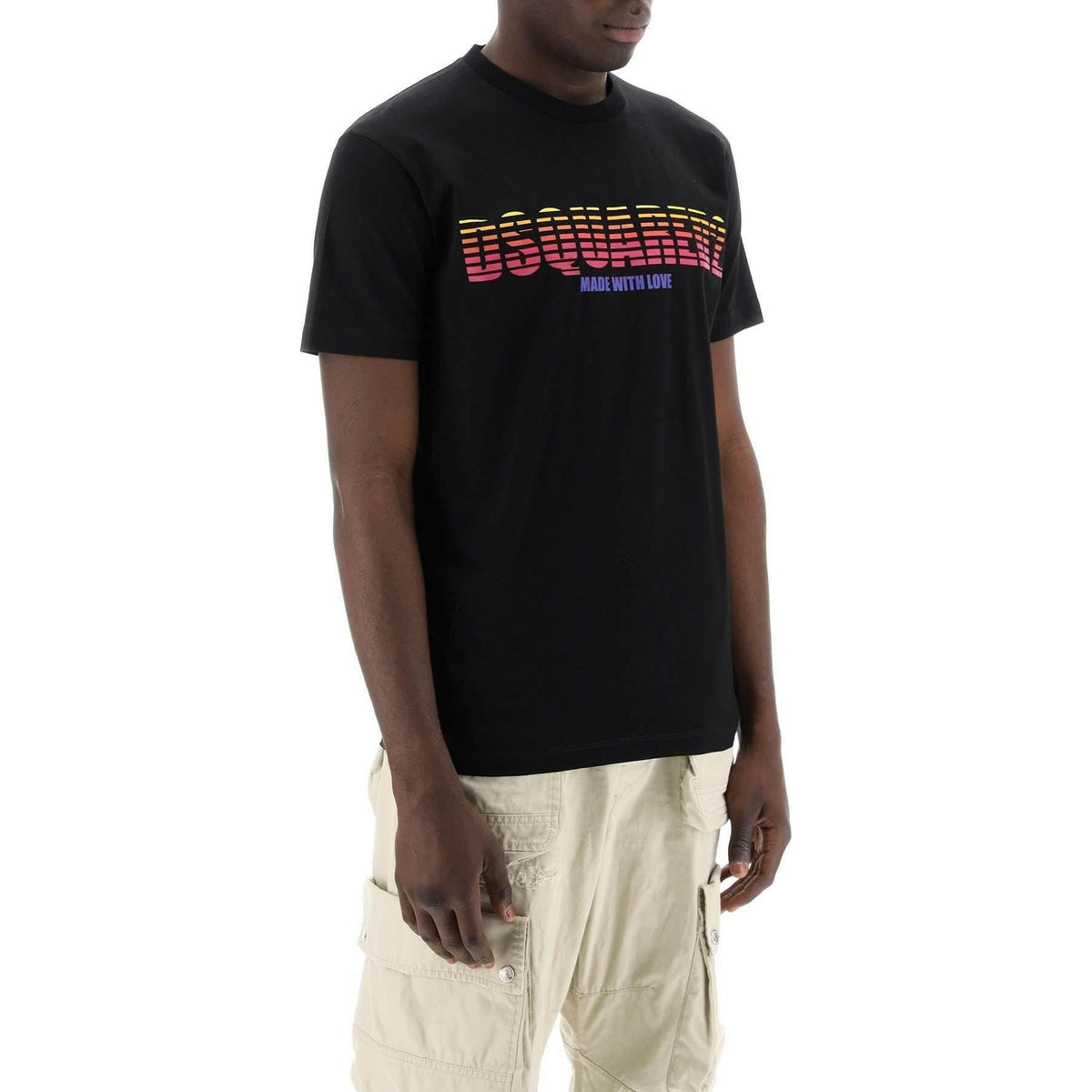 Black Cotton Made With Love Cool Fit T-Shirt DSQUARED2 JOHN JULIA.