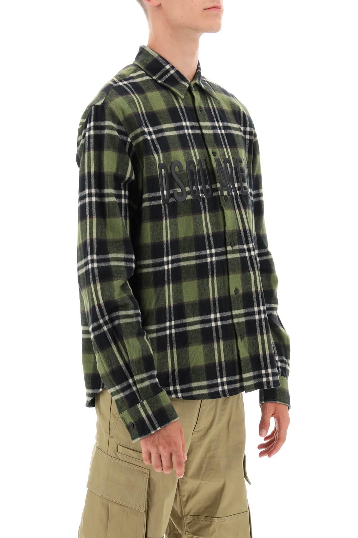 Dsquared2 Check Flannel Shirt With Rubberized Logo - JOHN JULIA