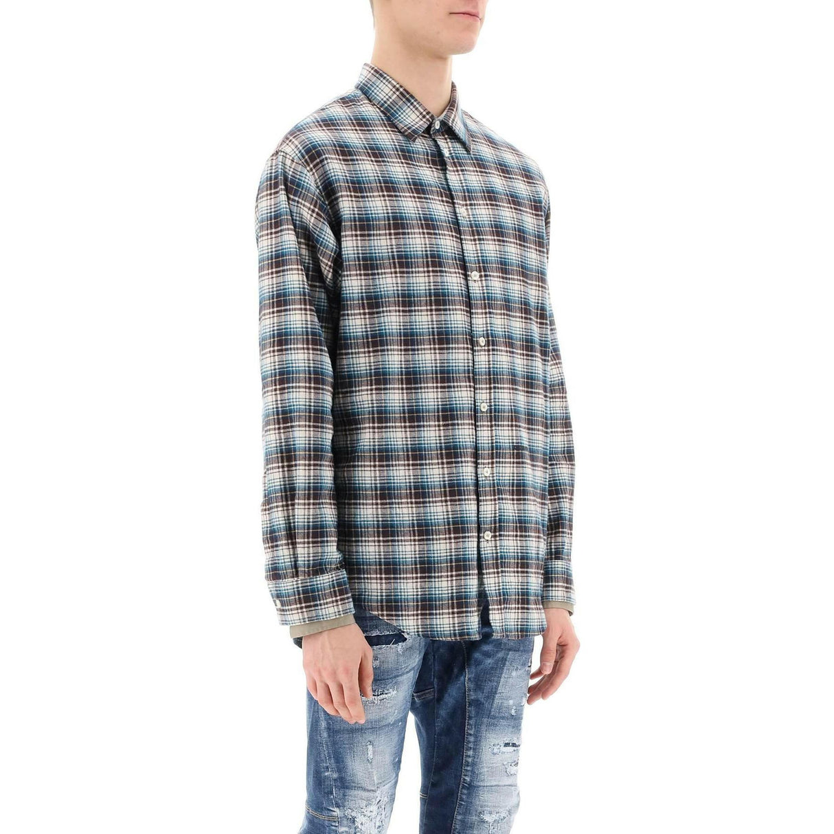 Check Shirt With Layered Sleeves DSQUARED2 JOHN JULIA.