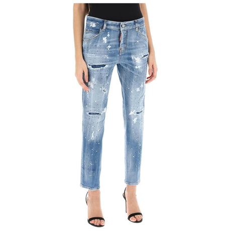 Cool Girl Jeans In Medium Ice Spots Wash DSQUARED2 JOHN JULIA.