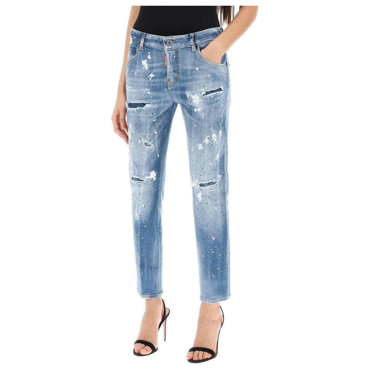 Dsquared2 Cool Girl Jeans In Medium Ice Spots Wash - JOHN JULIA