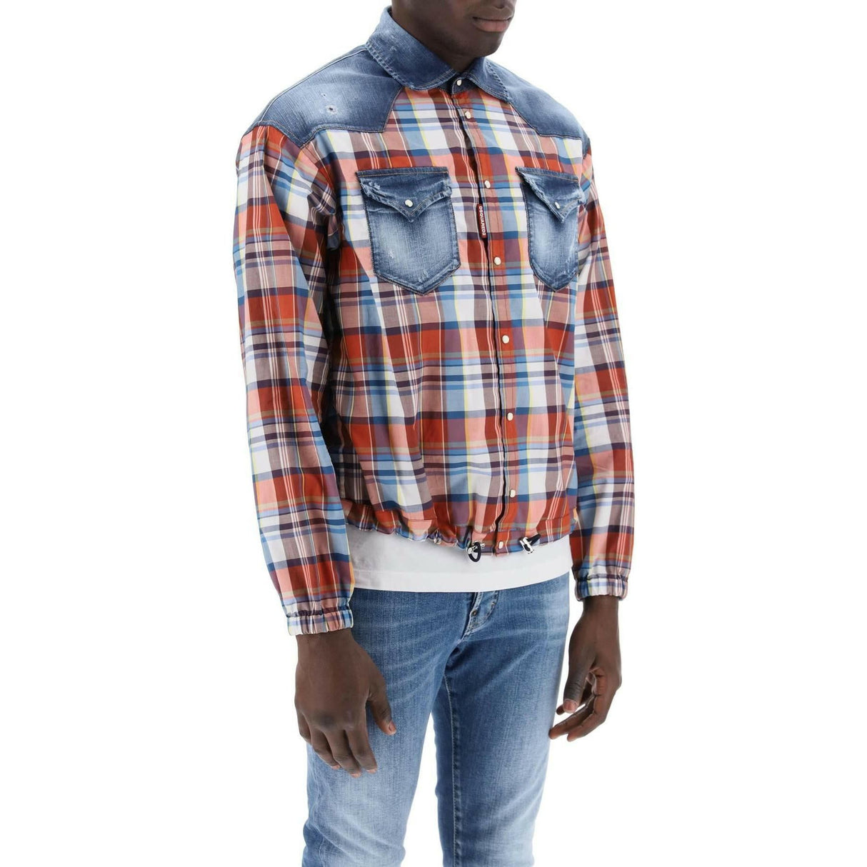 Plaid Western Shirt With Denim Inserts DSQUARED2 JOHN JULIA.