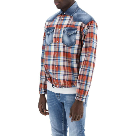 Plaid Western Shirt With Denim Inserts DSQUARED2 JOHN JULIA.