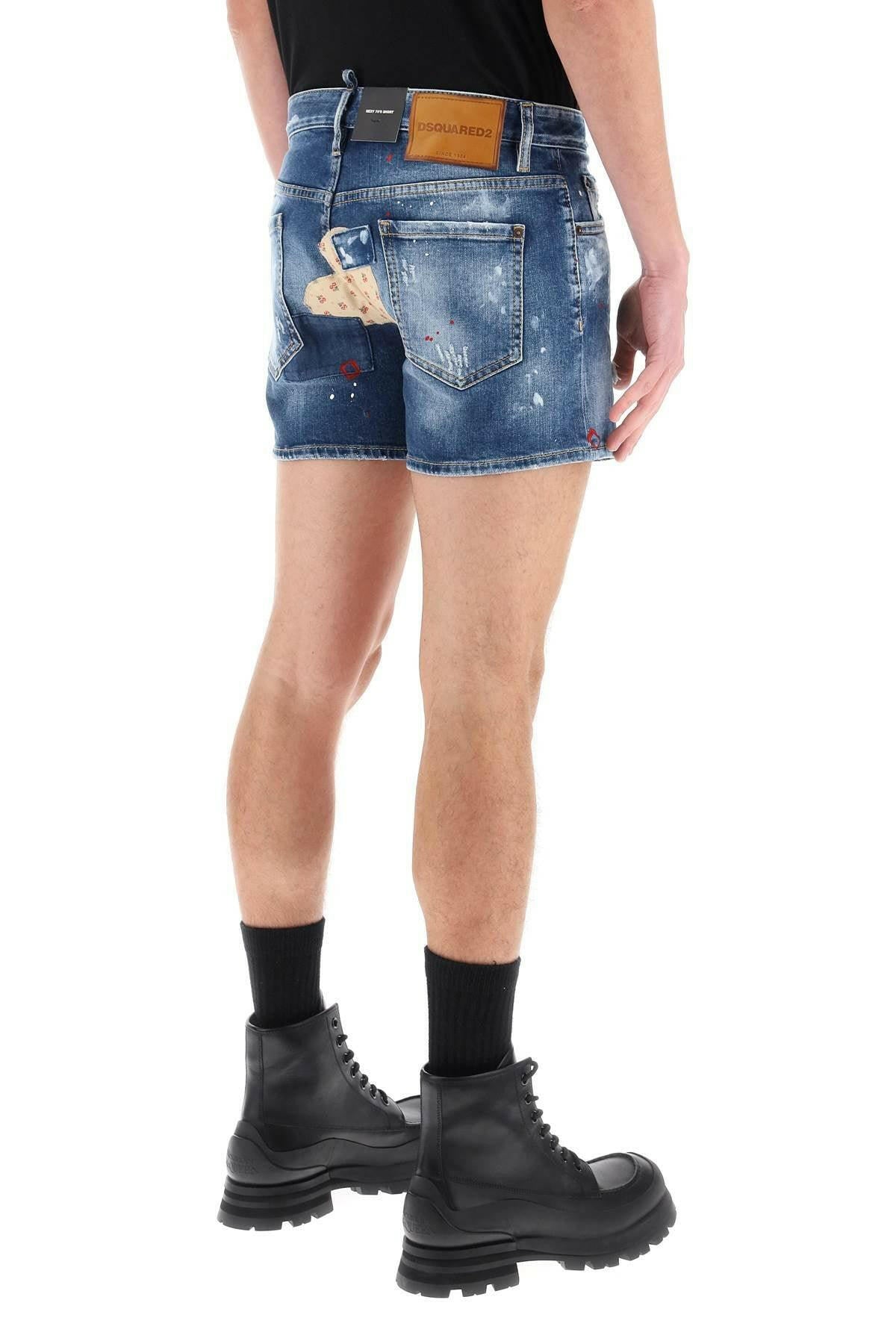 Dsquared2 Sexy 70's Shorts In Worn Out Booty Denim - JOHN JULIA