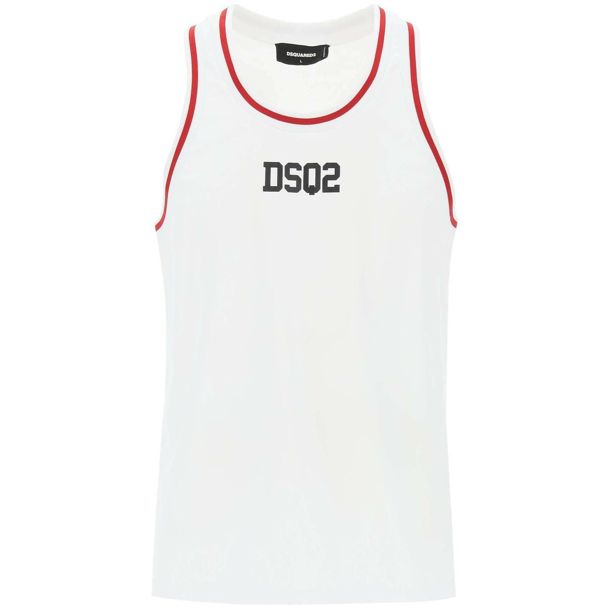 White DSQ2 Cotton Tank Top DSQUARED2 JOHN JULIA.