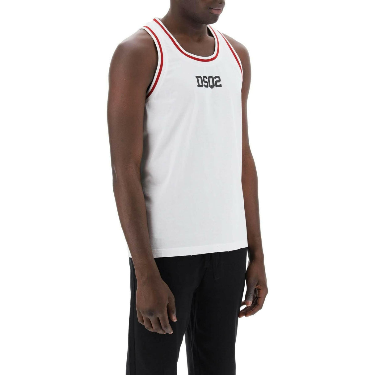 White DSQ2 Cotton Tank Top DSQUARED2 JOHN JULIA.