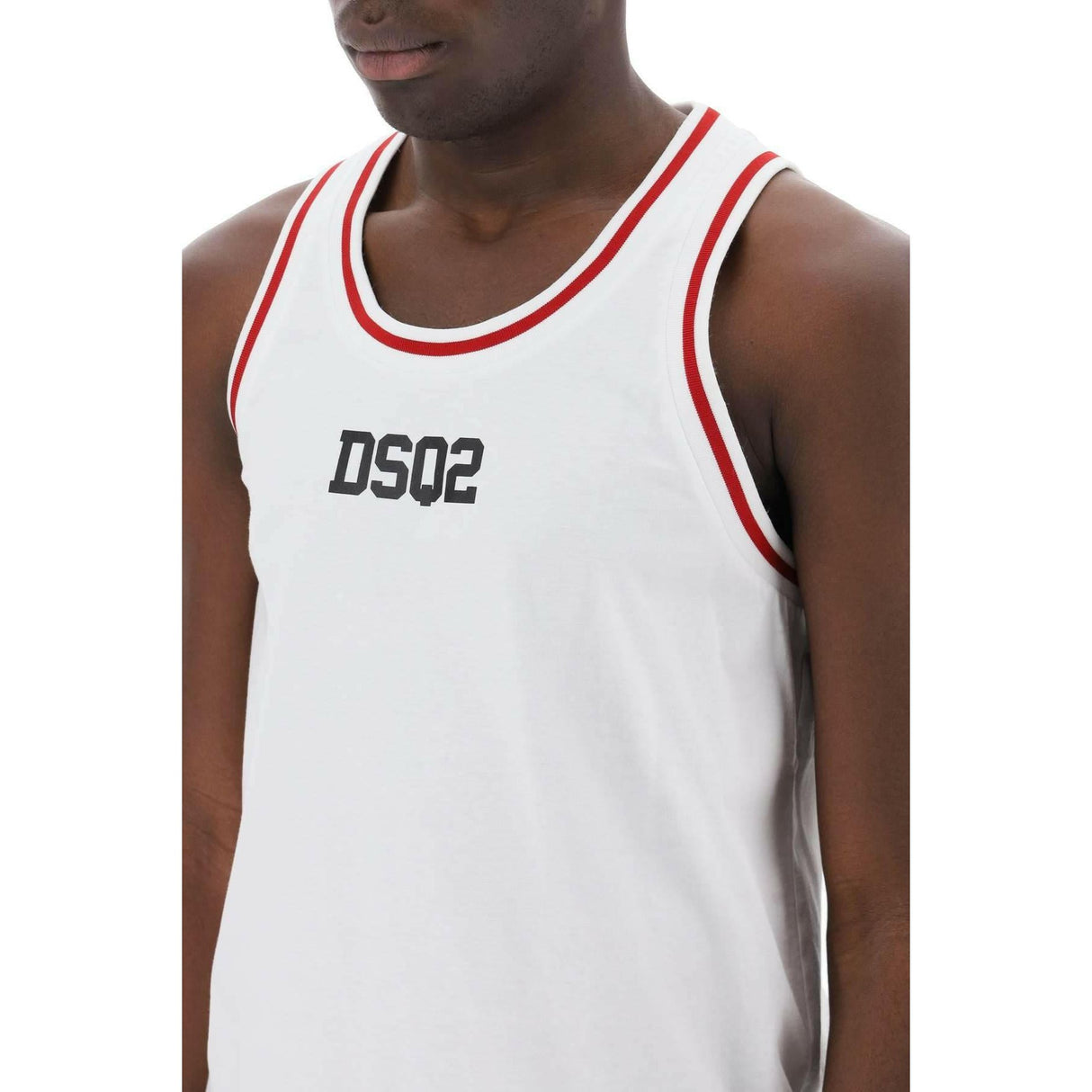 White DSQ2 Cotton Tank Top DSQUARED2 JOHN JULIA.