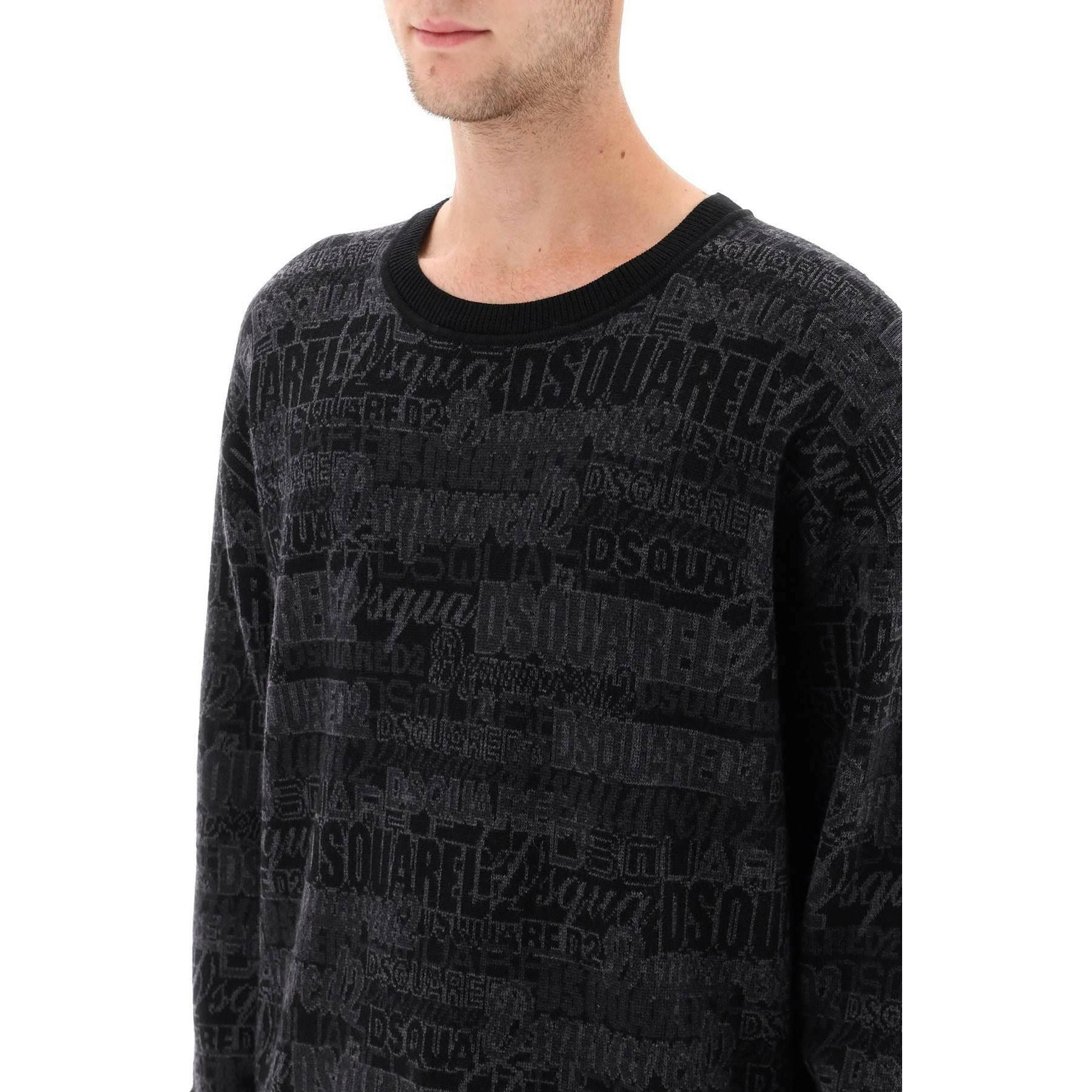 Wool Sweater With Logo Lettering Motif DSQUARED2 JOHN JULIA.